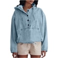 thumbnail image 1 of Gpaecead Women's Denim Hooded Button Front Jacket - Casual Pullover Style Top Light Blue, 1 of 9
