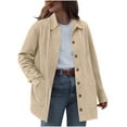 thumbnail image 1 of Gpaecead Women's Faux Suede Winter Jacket - Long & Short Sleeve Button Down Casual Coat Beige, 1 of 8
