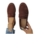 thumbnail image 1 of Gpaecead Women's Flat Loafers Crossover Design Cushioned Insole Faux Suede Slip On Shoes For Commute And Casual, Coffee, 1 of 8