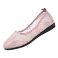 thumbnail image 1 of Gpaecead Women's Floral Embroidery Lace Mesh Ballet Flats Breathable Slip On Lightweight Comfort Shoes With Non Slip Sole For Casual Pink, 1 of 8