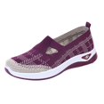 thumbnail image 1 of Gpaecead Women's Knit Flats Breathable Mesh Hollow Slip On Soft Sole Lightweight Comfortable Casual Walking Shoes For Daily Purple, 1 of 5