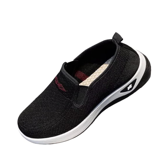 Gpaecead Women's Knit Mesh Flat Sneakers Breathable Soft Sole Slip On Spring Summer Comfortable Casual Walking Shoes B-Black