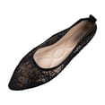 thumbnail image 1 of Gpaecead Women's Lace Ballet Flats Pointed Toe Breathable Slip On Cushioned Insole Lightweight Shoes For Travel And Weddings, Black, 1 of 8