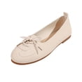 thumbnail image 1 of Gpaecead Women's Lace Up Ballet Flats Round Toe Slip On Cushioned Comfortable Faux Leather Flat Shoes For Work, Office And Casual Beige, 1 of 8