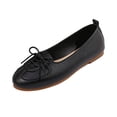 thumbnail image 1 of Gpaecead Women's Lace Up Ballet Flats Round Toe Slip On Cushioned Comfortable Faux Leather Flat Shoes For Work, Office And Casual Black, 1 of 8