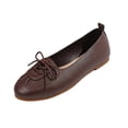 thumbnail image 1 of Gpaecead Women's Lace Up Ballet Flats Round Toe Slip On Cushioned Comfortable Faux Leather Flat Shoes For Work, Office And Casual Brown, 1 of 8