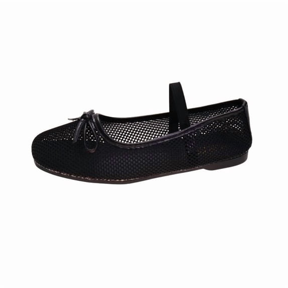 Gpaecead Women's Mesh Ballet Flats Breathable Elastic Strap Slip On Comfortable Summer Shoes For Office Party Black