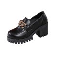 thumbnail image 1 of Gpaecead Women's Metal Chain Platform Chunky Heel Loafers Faux Leather Slip On Business Casual Shoes For Work And Street Style Black, 1 of 8