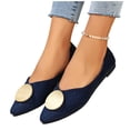 thumbnail image 1 of Gpaecead Women's Metal Disc Flats Pointed Toe Faux Suede Slip On Cushioned Insole Comfort Shoes For Weddings And Parties, A-Navy, 1 of 8