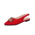 thumbnail image 1 of Gpaecead Women's Oversized Metal Buckle Slingback Flats Pointed Toe Faux Suede Cushioned Non Slip Shoes For Work And Parties, Red, 1 of 8