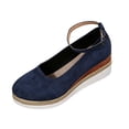 thumbnail image 1 of Gpaecead Women's Platform Wedge Mary Jane Shoes Round Toe Espadrille Style Ankle Strap Faux Suede Cushioned Shoes For Casual Blue, 1 of 8