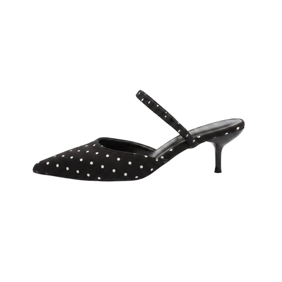 Gpaecead Women's Polka Dot Stiletto Heel Mules Pointed Closed Toe Retro Versatile Dressy Office Date Night Shoes, Black