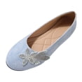 thumbnail image 1 of Gpaecead Women's Rhinestone Floral Ballet Flats Faux Suede Slip On Cushioned Dress Shoes For Office, Party And Commute Blue, 1 of 8