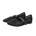 thumbnail image 1 of Gpaecead Women's Rhinestone Mesh Breathable Flats Closed Toe Thin Strap Buckle Versatile Glam Summer Shoes, Black, 1 of 7