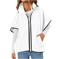 thumbnail image 1 of Gpaecead Women's Short Sleeve Fuzzy Fleece Vest Coat- Stand Collar Zip Pocket Coat White, 1 of 9