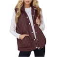 thumbnail image 1 of Gpaecead Women's Sleeveless Quilted Drawstring Vest - Solid Color Padded Winter Gilet Burgundy, 1 of 8