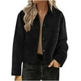 thumbnail image 1 of Gpaecead Women's Solid Color Short Faux Suede Leather Jacket With Fringe, Lapel Collar Cute Coat Black, 1 of 8