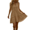 thumbnail image 1 of Gpaecead Women's V Neck Sleeveless Tiered Mini Dress Lightweight Casual Summer Beach Vacation Office Outfit Khaki, 1 of 5