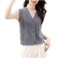 thumbnail image 1 of Gpaecead Women's Vest Style Knit Cardigan - Sleeveless V-Neck Button Front Fall Top Gray, 1 of 6