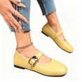 thumbnail image 1 of Gpaecead Women's Woven Mary Jane Flats Pointed Closed Toe Oversized Buckle Cushioned Non Slip Shoes For Work Casual, Yellow, 1 of 9