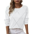thumbnail image 1 of Gpaecead Womens Fall Sweaters Long Sleeve Tops Classic Crew Neck Pullover Sweaters Casual Basic Clothes White, 1 of 9