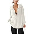 thumbnail image 1 of Gpaecead Womens Tops Oversized Deep V Neck Sweatshirts Casual Collared Long Sleeve Ribbed Knit Pullover Tops Red, 1 of 5