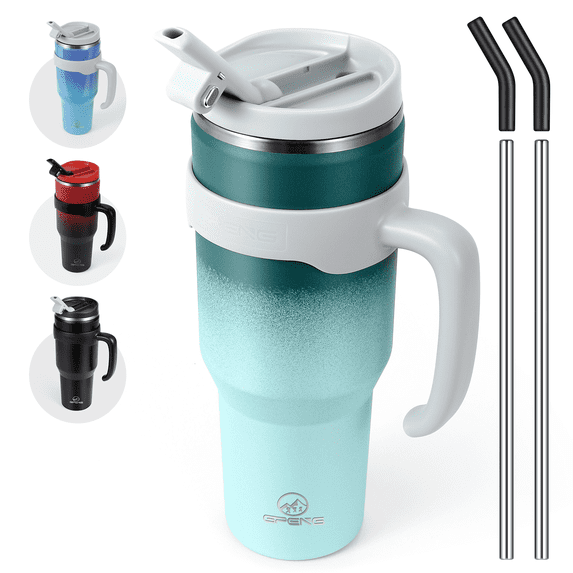 Gpeng 30 oz Stainless Steel Tumbler with Detachable Handle - Leakproof and Insulated Water Bottle, Aquamarine