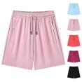 thumbnail image 1 of Gpoecd Cargo Shorts Women Summer Casual Waist Outdoor Beach Shorts with Zipper Pockets for Running and Travel Sweatpant Shorts Light Pink,XXL, 1 of 4