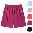 thumbnail image 1 of Gpoecd Cargo Shorts Women Summer Casual Waist Outdoor Beach Shorts with Zipper Pockets for Running and Travel Sweatpant Shorts Pink,XL, 1 of 4