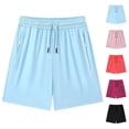 thumbnail image 1 of Gpoecd Cargo Shorts Women Summer Casual Waist Outdoor Beach Shorts with Zipper Pockets for Running and Travel Sweatpant Shorts Sky Blue,XXXL, 1 of 4