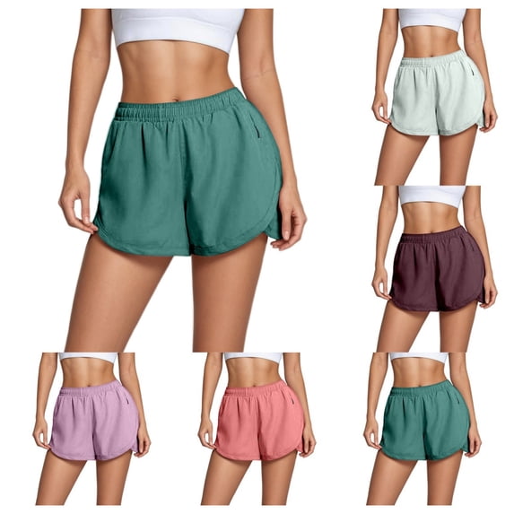 Gpoecd Casual Athletic with Built in Liner High Waist Loose Fit Yoga Running Workout Comfortable Breathable Summer Sweatpant Shorts Women Plus Size Cargo Sweatpants for Women Green,S