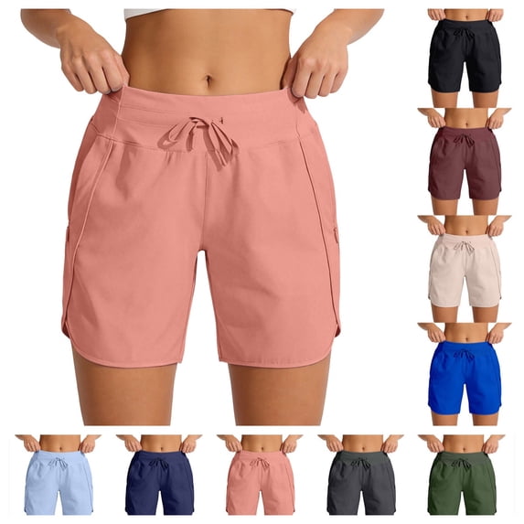 Gpoecd High Waist Workout for Casual Athletic Running with Zipper Pockets Comfort Stretch Sweatpant Shorts Women Plus Size Breathable Capri Sweatpants for Women Light Pink,XXL