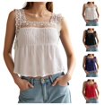 thumbnail image 1 of Gpoecd Ladies Tank Tops Women's Tanks for Casual Wear Lace Trimmed Round Neck Top for Summer Days Womens Camisole 02_White,L, 1 of 5