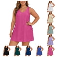thumbnail image 1 of Gpoecd One Piece Swimsuit Women Plus Size Sleeveless Bikini Swimsuit with Beach Cover Up Outfit Bathing Suit Ladies Hot Pink,XL, 1 of 4