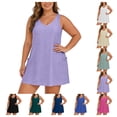 thumbnail image 1 of Gpoecd One Piece Swimsuit Women Plus Size Sleeveless Bikini Swimsuit with Beach Cover Up Outfit Bathing Suit Ladies Purple,XXXL, 1 of 4