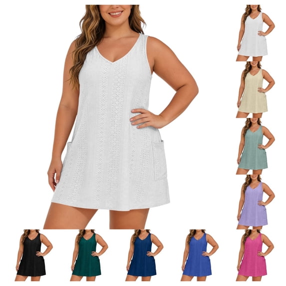 Gpoecd One Piece Swimsuit Women Plus Size Sleeveless Bikini Swimsuit with Beach Cover Up Outfit Bathing Suit Ladies White,XXXXXL