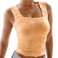 thumbnail image 1 of Gpoecd Square Neck Tank Top Ribbed Sleeveless Crop Top Summer Clothes for Women Womens Camisole Tank Tops Orange,L, 1 of 4