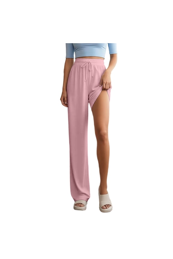 Straight Leg Pants Women Straight Leg Casual Pants Lightweight Summer Trousers with Soft Viscose for Comfortable Daily Wear Womens Trousers Pink,S
