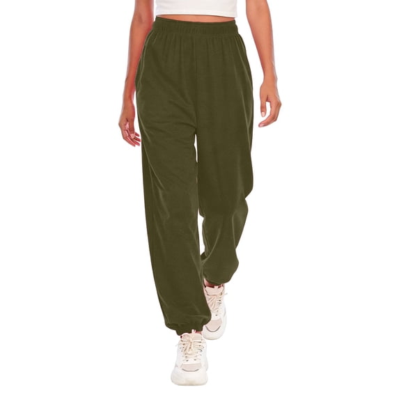 Gpoecd Straight Leg Sweatpants for Women Women'S High Waist Jogger Pants Athletic Track Pants with Pockets Adjustable Elastic Ankle Loose Fit for Yoga Running Casual Exercise Pants for Women Green,L