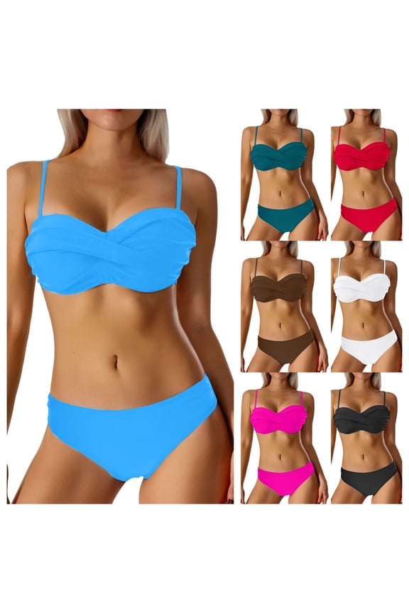 Swimsuit for Women Bikini Fringed Two Piece Bikini Swimwear Summer for Beach Pool Bikini Sets for Women Sky Blue,M