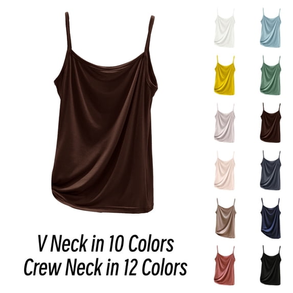 Gpoecd Tank Tops with Built in Bras Women Soft Strap Camisole for Home and Casual Wear Comfortable Layering All Season Basic with Camisoles for Women 01_Coffee,XL