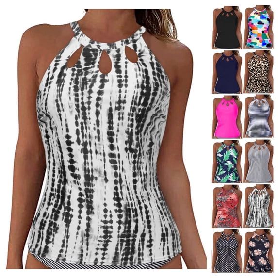 Gpoecd Tankini Tops Women Removable Pads Underwire Full Coverage Lace Up Tie Back Swim Crop Top Swimsuit Top 01_Grey,L