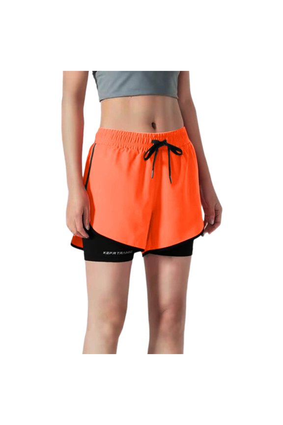 Two Layer Athletic for Flowy Fit Secure Inner Lightweight Running Workout Partner Sweatpant Shorts Unisex Exposure Capri Sweatpants for Women Orange,S
