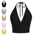 thumbnail image 1 of Gpoecd Womens Summer Tank Tops Summer V Neck Hollow Knit Camisole Sleeveless Beach Boho Casual Stretchy Camisoles for Women Black,S, 1 of 4