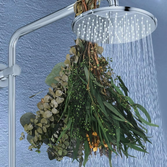 Gpoty 123 PCS Mixed Real Dried Eucalyptus Stem Eucalyptus for Shower with Lavender Fresh Green Eucalyptus Stems with Dried Flowers Mixed Bouquet Hanging from Bathroom Spray Head