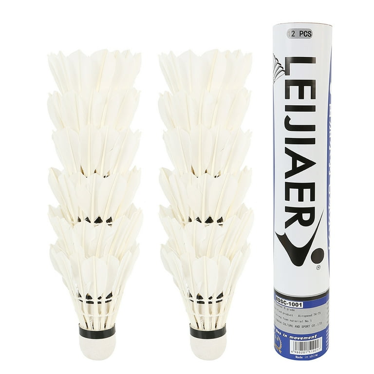 Gpoty 12 Pack Goose Feather Badminton Shuttlecocks with Great Stability and Durability High Speed Badminton Birdies Balls White Goose