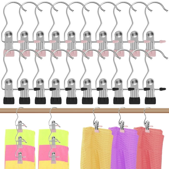 Gpoty 20 Pack Boot Hanger for Closet,Stainless Steel Hanging Hold Clip Space Saving Hangers Single Clip for Jeans Boots Hats Towels,Curtain Rings with Clips