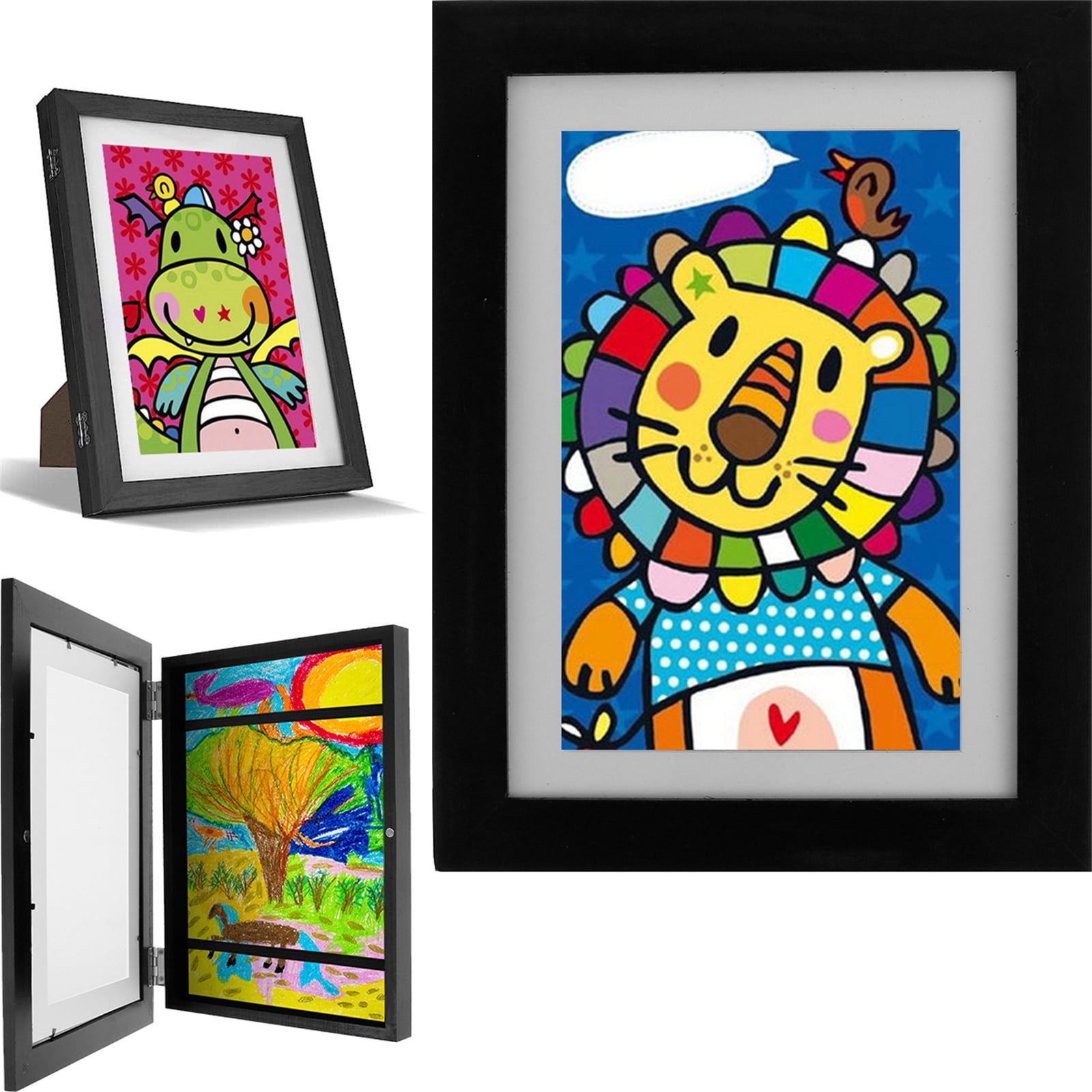 Gpoty 2Pcs Kids Art Frame A4 Child Artwork Picture Frame with Fixed