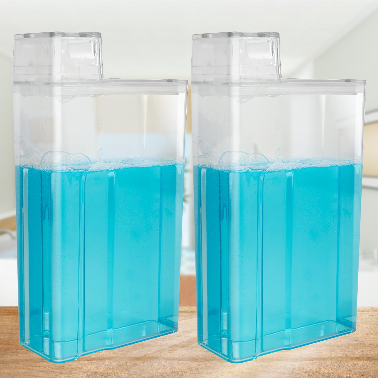 Gpoty 2Pcs Laundry Detergent Dispenser,1.2L Large Capacity Laundry Soap Containers Transparent