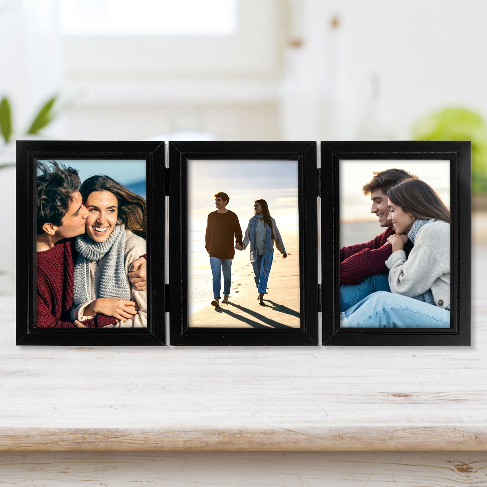 Gpoty 3Opening 6.7x4.7”Picture Frame,Hinged Triple Folding Picture